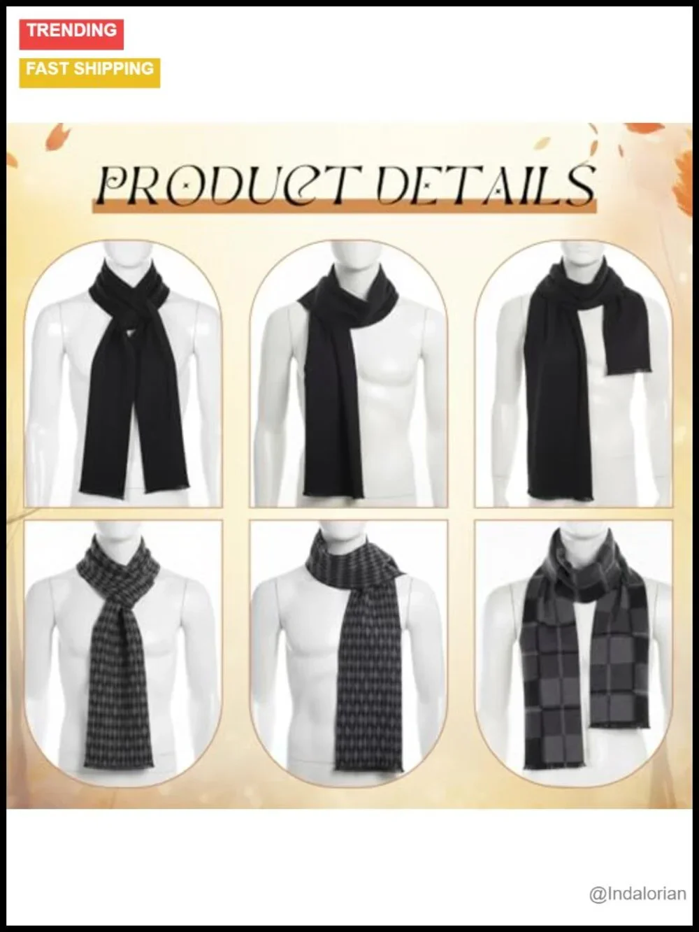 3 Pack Winter Plaid Scarves Soft Warm Blend Neck Wear for Men